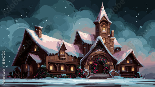 Santa Clause Houser, Vector Illustration