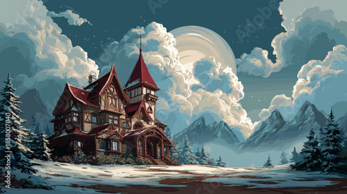 Santa Clause Houser, Vector Illustration