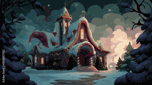 Santa Clause Houser, Vector Illustration