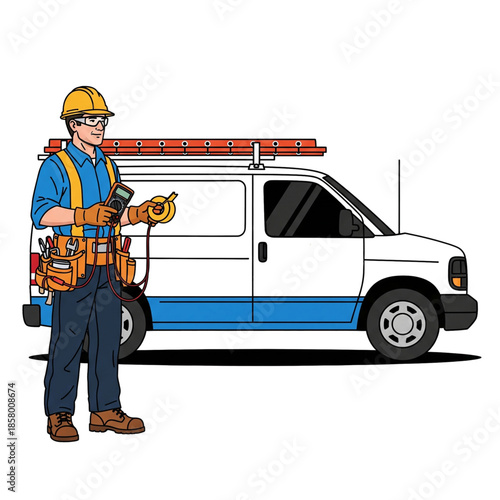 electrical officers with equipment and operational vehicles
