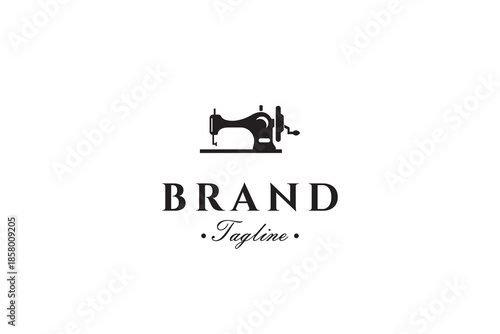 Sewing machine logo with a classic vintage design style
