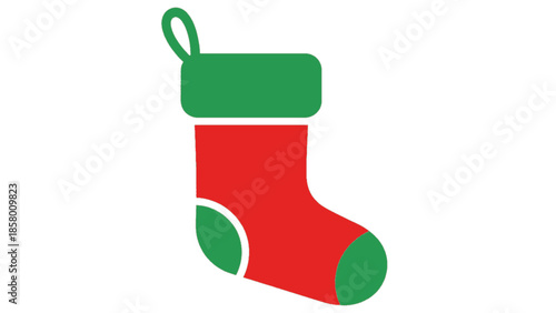 Vibrant red and green holiday stocking icon, symbolizing festive traditions, gift-giving, and joyous seasonal celebrations, perfect for winter designs and yuletide promotions