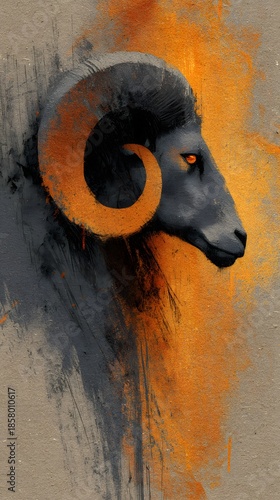 A closeup of an ancient wild boar head with a black eye reveals a wild animal in the rain, resembling an old stone mammal from a farm