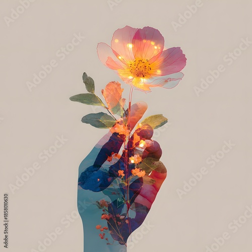 A beautiful spring arrangement of pink roses and yellow lilies in a glass vase creates a floral bouquet with green leaves and blossoms for a touch of nature