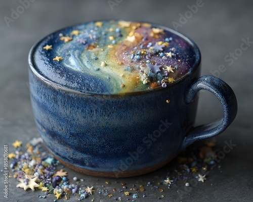 An isolated porcelain mug holds a hot breakfast beverage of tea or coffee with sugar, served in a ceramic kitchen utensil design