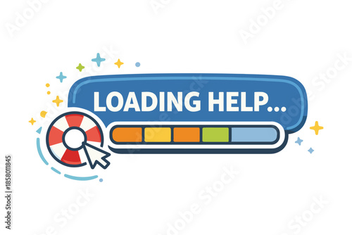 Customer support illustration, loading help progress and assistance