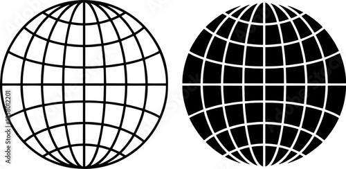 Abstract Wireframe Earth Globe Grid Sphere Vector Icons