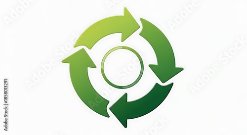 Green Recycling Symbol with Arrows Circle.