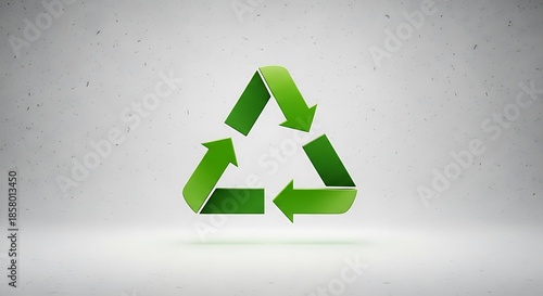Green Recycling Symbol on White Background.