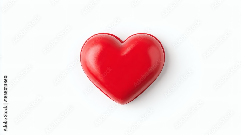 Fototapeta premium Red Heart Symbol Isolated on Pure White Background, Clean Edges, No Shadows, Sharp Focus, Minimalist Composition, Photorealistic Style