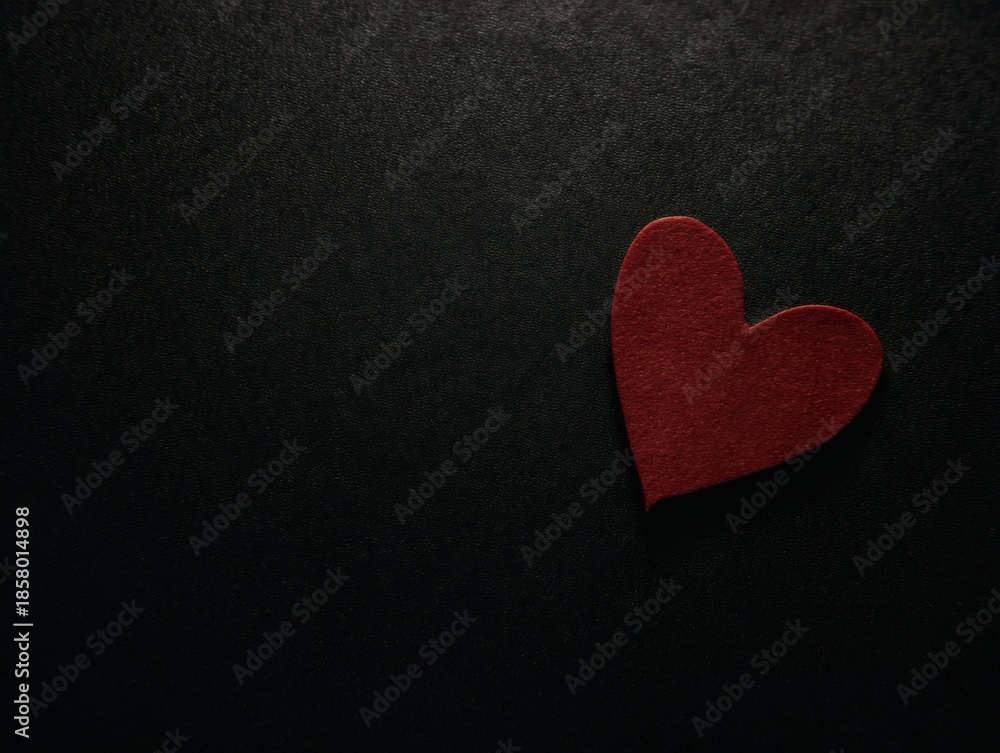 Obraz premium Red Heart Symbol on Black Textured Background, Warm Ambient Glow, Soft Diffused Lighting, Minimalist Composition