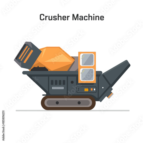 Vector Illustration of a Crusher Machine for Industrial Use.
