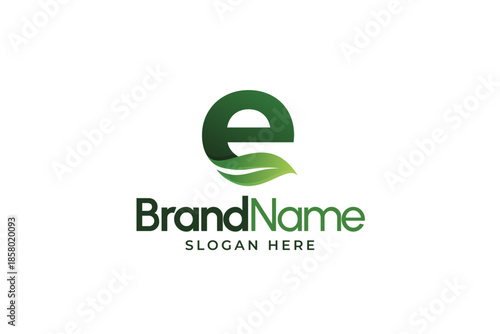 Modern Letter E leaf logo. Alphabetic leaves logo template. Organic shape logo for herbal company. Initial E leaf symbols. Eco company icon template. Green Nature logo. Initial sign for clinic company