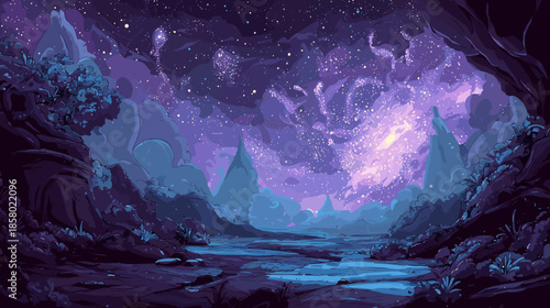 Sci-Fi Cosmic Dust Vector Game Illustration