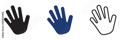 Welcome icon. Simple flat and outline vector icons showing waving hands and people greeting, used for hello, welcome, communication, and user interaction concepts.
