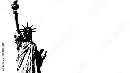 Statue of liberty iconic symbol of freedom and democracy in black and white
