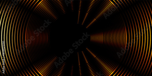 3D golden luxury abstract background overlap layer on dark space with circles lines decoration. Modern graphic design element stripes style concept for web banner, flyer, card, or brochure cover