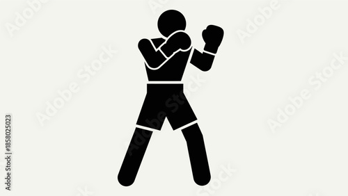 Boxer in Fighting Stance Silhouette.