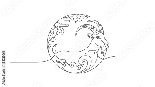 minimalist zodiac sign capricorn, goat with horns