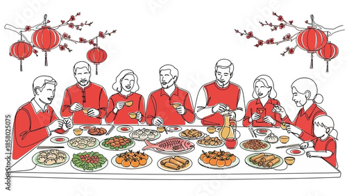 minimalist Chinese New Year family dinner celebration