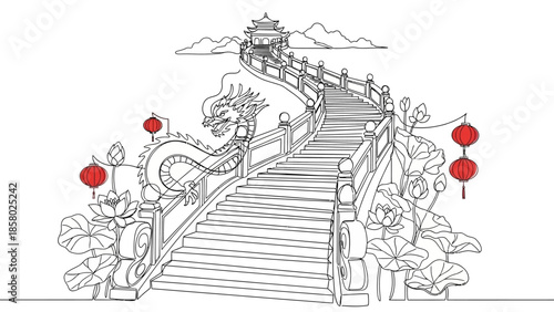 asian temple bridge, chinese architecture