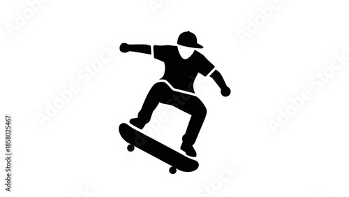Skateboarder Performing Trick on Board.