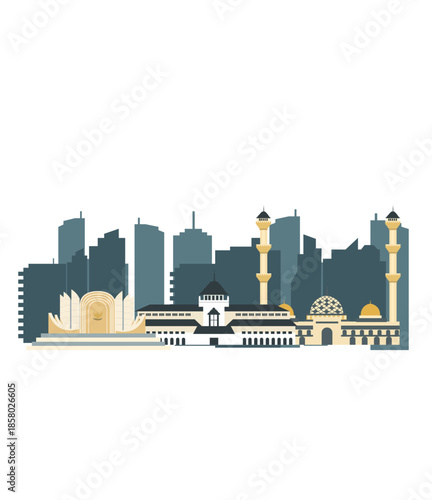 Bandung travel background flat illustration