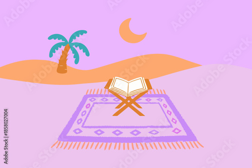 Open quran in desert setting