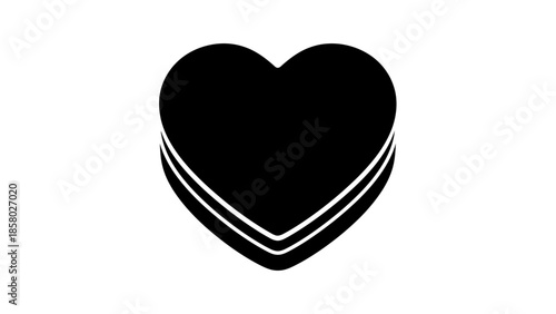 Black Heart Icon with White Outline.