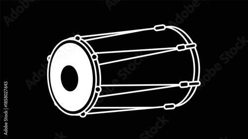 Dhol Drum Musical Instrument Illustration.
