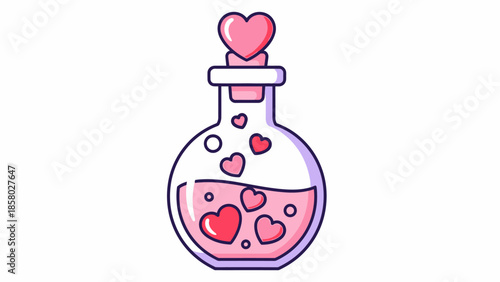 Pink Potion Bottle with Hearts Inside.