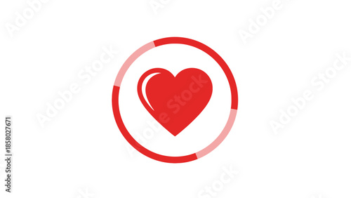 Red Heart Icon Inside Circle Logo.