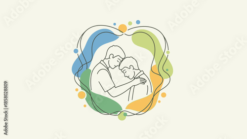 Elderly couple embracing with love and care.