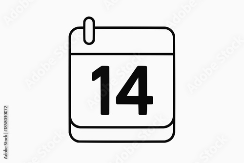 Valentine's Day Calendar Icon — February 14 Reminder Symbol