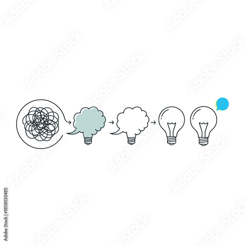Conceptual illustration of idea generation and problem-solving process.