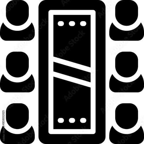 meeting glyph icon. Strong and solid vector icon for websites, mobile interfaces, presentations, and visual branding. High quality and easy to edit.