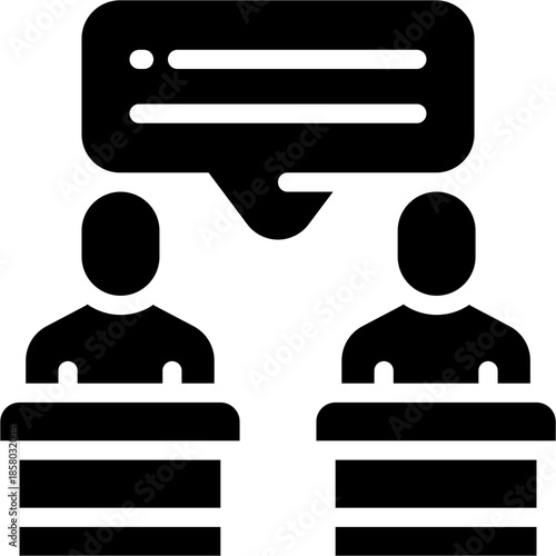 debate glyph icon. Strong and solid vector icon for websites, mobile interfaces, presentations, and visual branding. High quality and easy to edit.