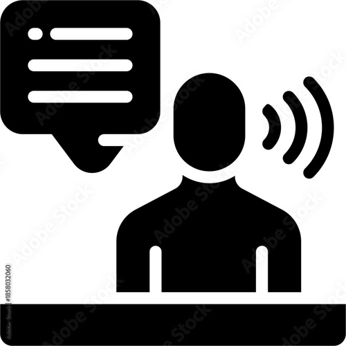 talk glyph icon. Strong and solid vector icon for websites, mobile interfaces, presentations, and visual branding. High quality and easy to edit.