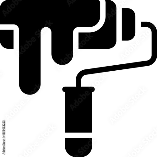 paint roller glyph icon. Strong and solid vector icon for websites, mobile interfaces, presentations, and visual branding. High quality and easy to edit.