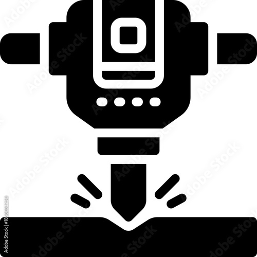 jack hammer glyph icon. Strong and solid vector icon for websites, mobile interfaces, presentations, and visual branding. High quality and easy to edit.