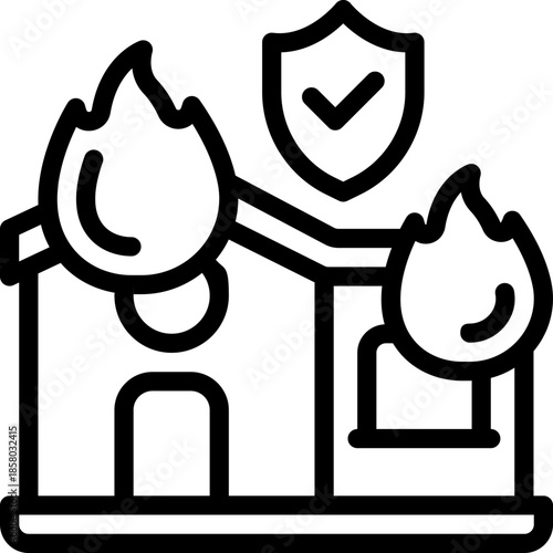 fire insurance line icon. Clean and minimalist vector icon for websites, mobile apps, presentations, and logos. Fully scalable and customizable for any project.