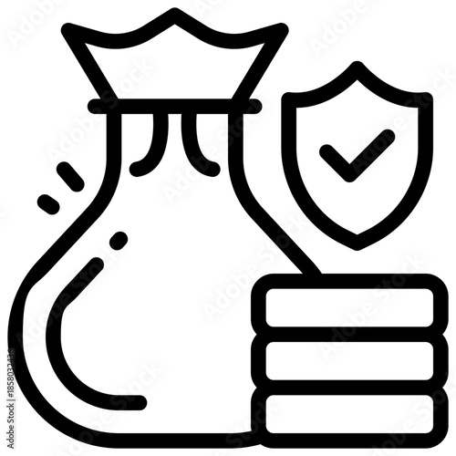 financial insurance line icon. Clean and minimalist vector icon for websites, mobile apps, presentations, and logos. Fully scalable and customizable for any project.