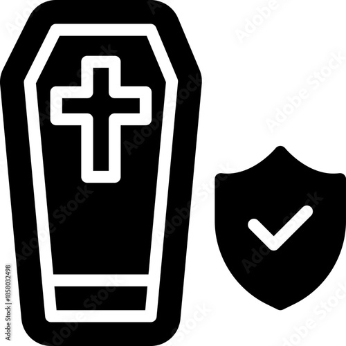 coffin glyph icon. Strong and solid vector icon for websites, mobile interfaces, presentations, and visual branding. High quality and easy to edit.