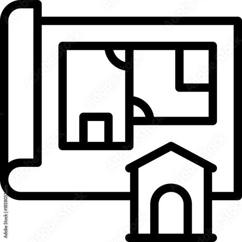 house plan line icon. Clean and minimalist vector icon for websites, mobile apps, presentations, and logos. Fully scalable and customizable for any project.
