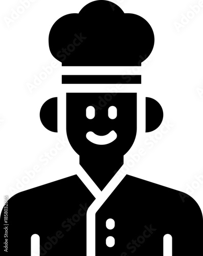 chef glyph icon. Strong and solid vector icon for websites, mobile interfaces, presentations, and visual branding. High quality and easy to edit.