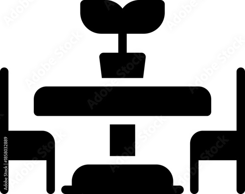 dinner table glyph icon. Strong and solid vector icon for websites, mobile interfaces, presentations, and visual branding. High quality and easy to edit.
