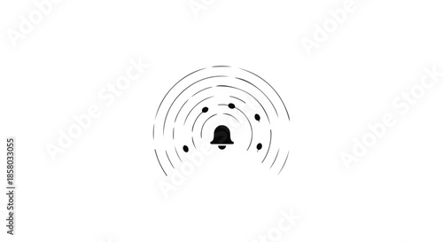Bell icon with radiating sound waves indicating notification or alert.