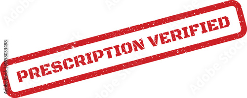 Distressed rubber stamp impression displaying the text prescription verified for healthcare document approval