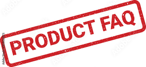 Distressed texture red rubber stamp graphic illustrating a product frequently asked questions symbol for customer service