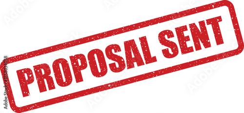 Distressed textured rubber stamp icon displaying PROPOSAL SENT message, useful for tracking submission stages